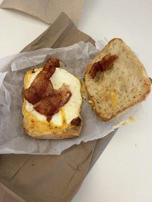 Bacon cheese egg sandwich