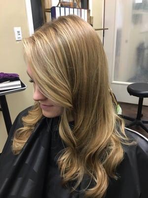 Blonde multi dimensional colors weaved into hair !