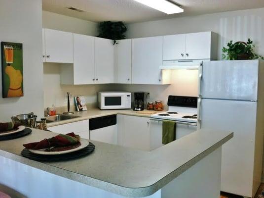 Large kitchens and countertops to do your cooking and eating at!!