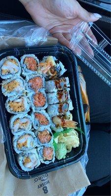 Shrimp Tempura Roll Spicy Salmon Roll with Crunch Spicy Shrimp Roll with Crunch