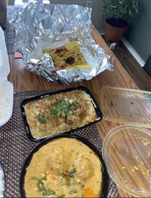 Naan, Samosa Chaat, Malai Kofta