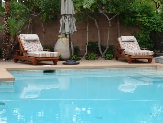 Pool patio furniture with custom slipcovers. You'll spend more time on these than the pool guaranteed!