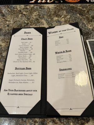 Beer & Wine Menu