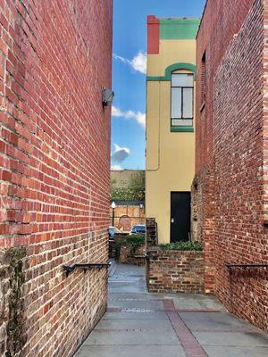 Inside the alley at Joe Pines coffee