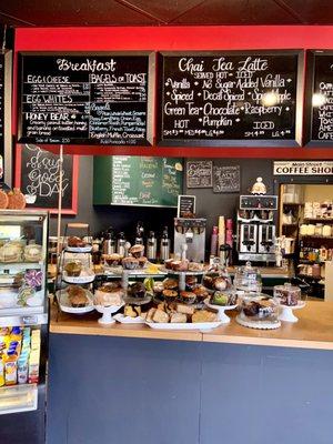 Baked goods from Cheshire baking company on left side of order area