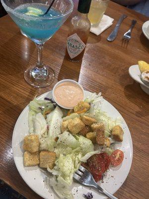 Excellent blueberry martini & salad with comeback dressing