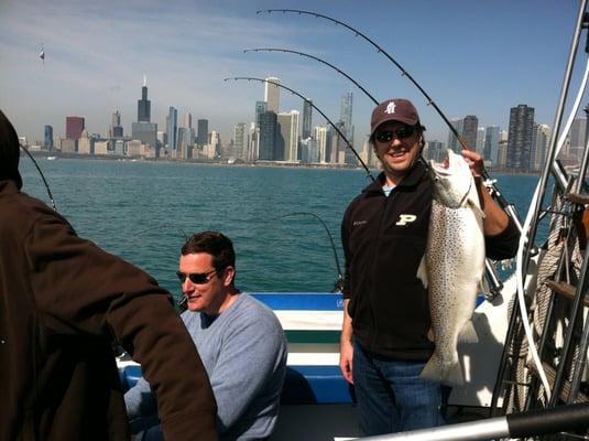 Catching Huge Brown Trout just 5 miles off-shore of Chicago!