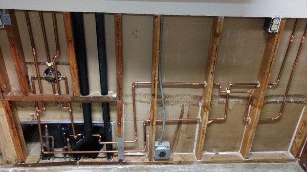 Rough Plumbing Behind wall.