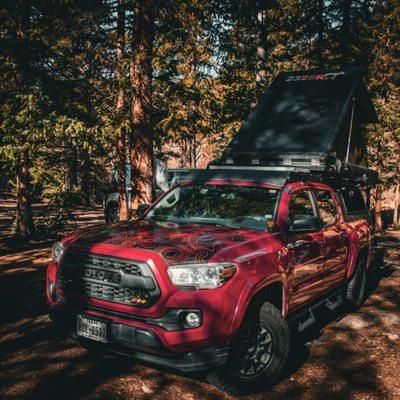 RTT mounted by cross bars purchased at Cali Raised LED. Roof rack also from Cali Raised.