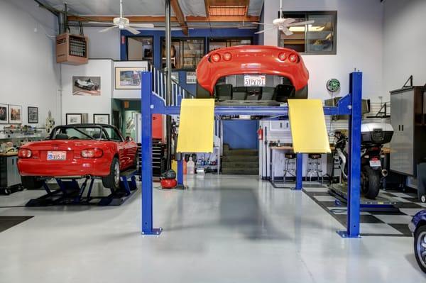 Two low profile lifts for servicing your road or track car