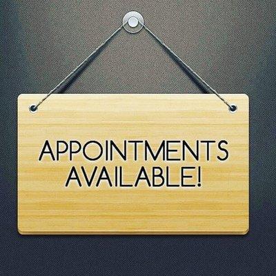 Appointments available