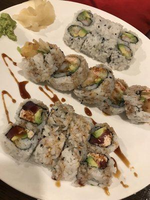 California, shrimp tempura, simple roll