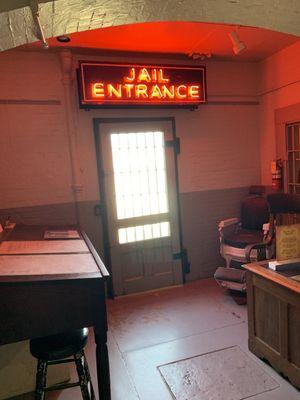 Neon sign used 1930-1967 at entrance to jail.