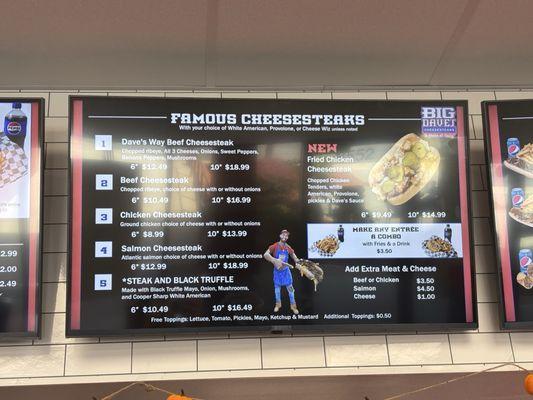 Main cheesesteak menu