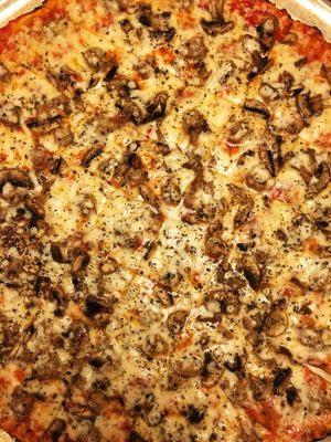 Sausage and mushroom pizza