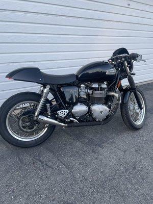 2013 Triumph Thruxton upgrades and service done by Kevin at MotoChop Sho