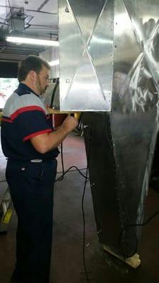 This is Chris building the new Carwash Tower for our automatic Carwash