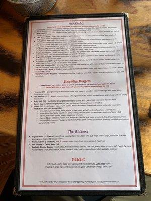 One page of the menu