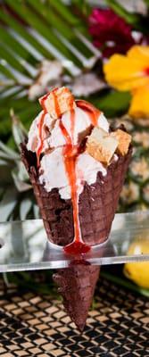 Strawberry Shortcake in a handmade Chocolate Cone!