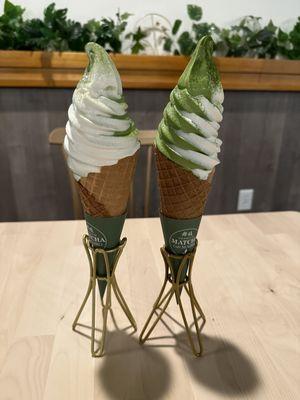 matcha & vanilla soft serve