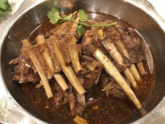 Hot pot of lamb spines & chops