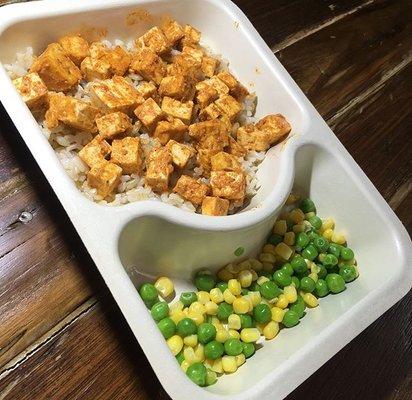 Tandoori tofu over white rice