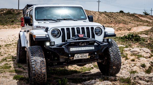 offroading with jeep that has overlanding accessories and gear