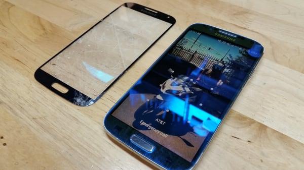 Galaxy s4 before and after glass only