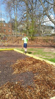 Hours of fun putting down mulch.