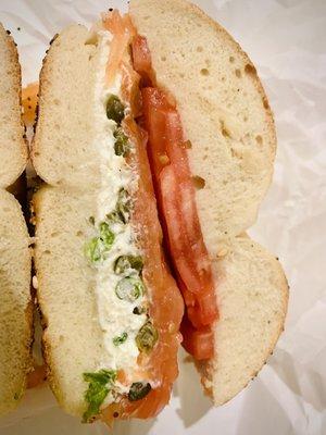 Everything bagel, lox, scallion cream cheese