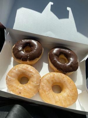 chocolate and glazed donuts