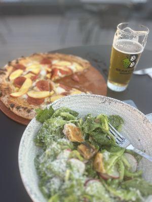 Green goddess salad, make your own pizza.