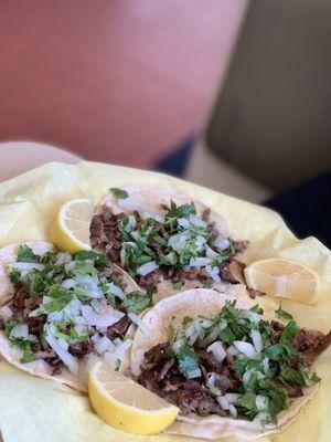 Best carne asada tacos, with their homemade green salsa