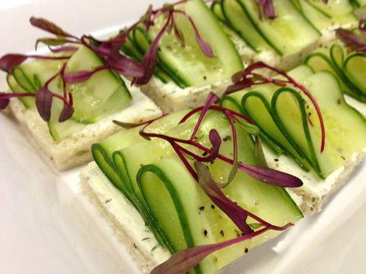 Open faced cucumber tea sandwiches