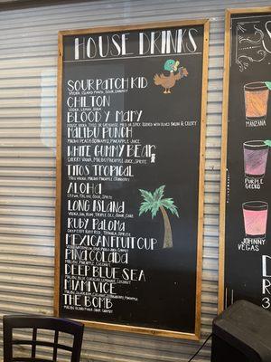 Specialty drink menu