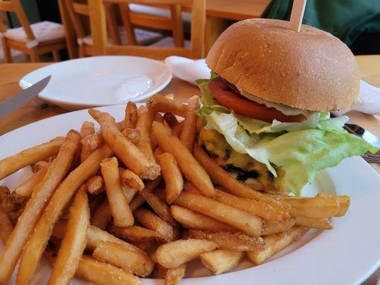 Hamburger and fries