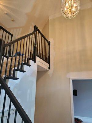 During so you can see the drywall and wall repairs we expertly handle so your walls look as close as new to possible.