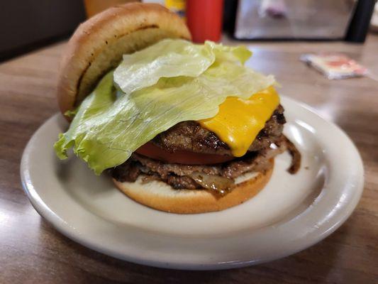 Double onion burger with cheese