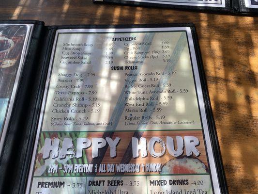 Yummy Yummy's Happy Hour Menu!!