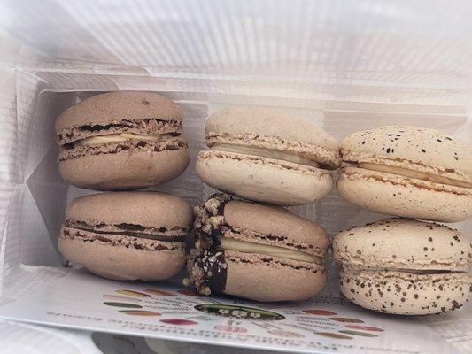 Our not colorful ... but very delicious bag of macarons!