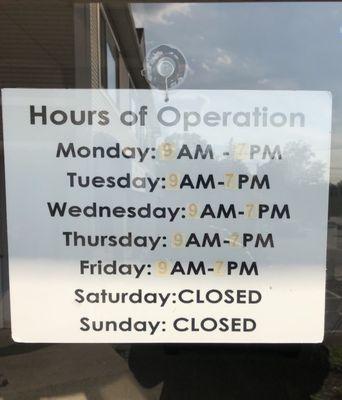 Updated hours