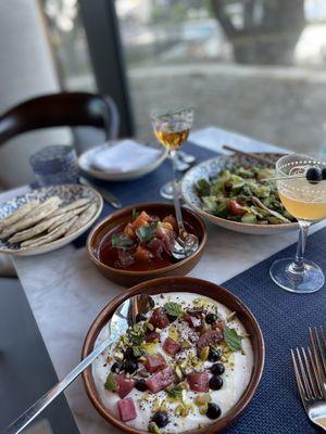 Whipped ricotta, yellowfin tuna, and fattoush salad