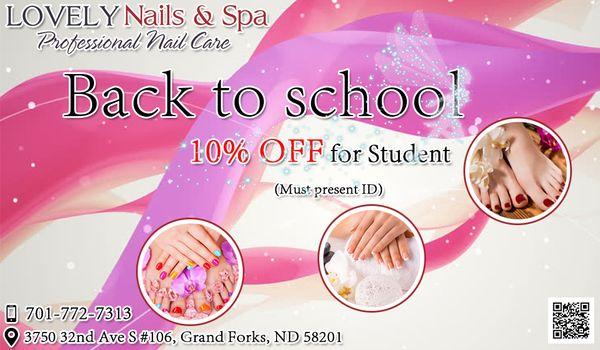 Back to school event: 10% Discount | Nail salon in Grand Fork, North Dakota