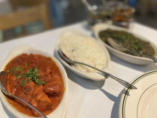 Saag Paneer and Chicken Tikka Masala