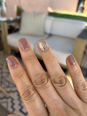 Gel manicure with a bit of glitter