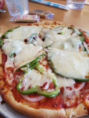 9 inch green pepper and onion pizza