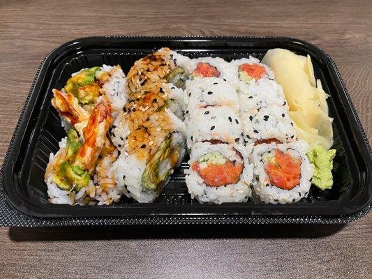 Shrimp Tempura roll and Spicy Tuna roll