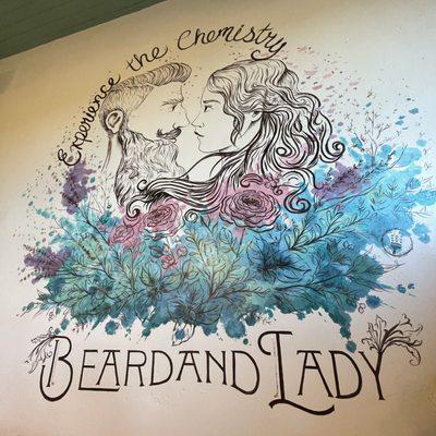 Beard and Lady mural in the Apothecary shop - it has hidden objects in it