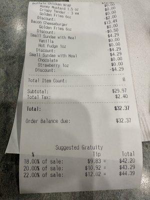 20% of $32.37 isn't $10.92