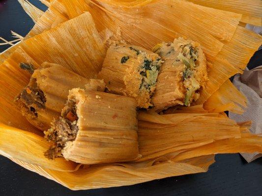 Pork and special vegetarian tamale